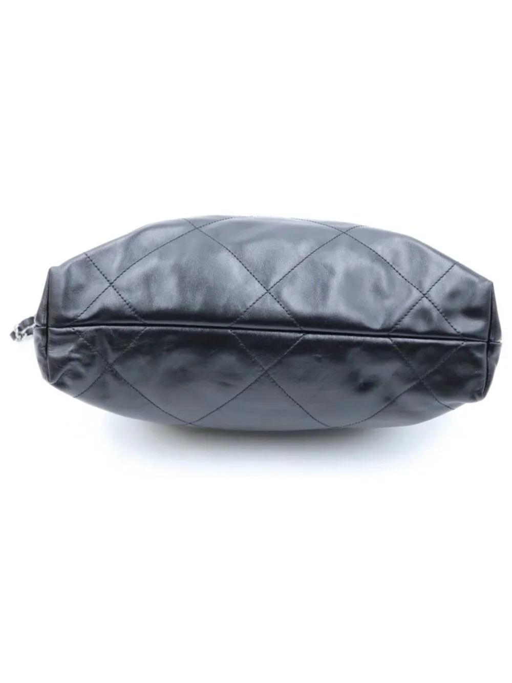 Chanel 22 Small Drawstring Chain Shoulder Bag Black Calfskin Silver